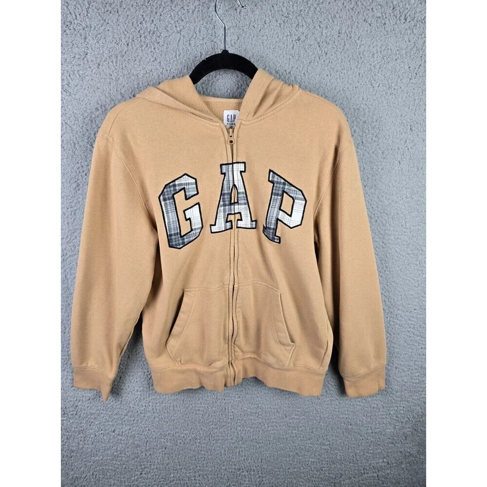 Gap Kids Hoodie Girls XXL Light Brown Embroidered Spell Out Logo Cotton